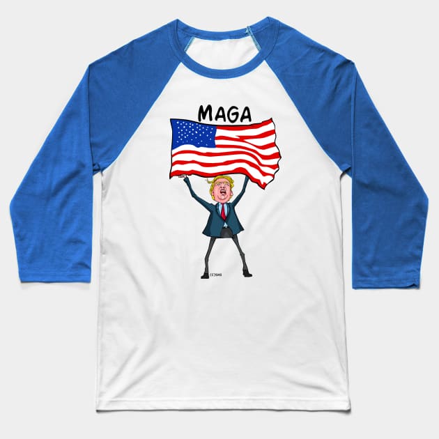 Trump Carry US Flag with MAGA Baseball T-Shirt by ssbond